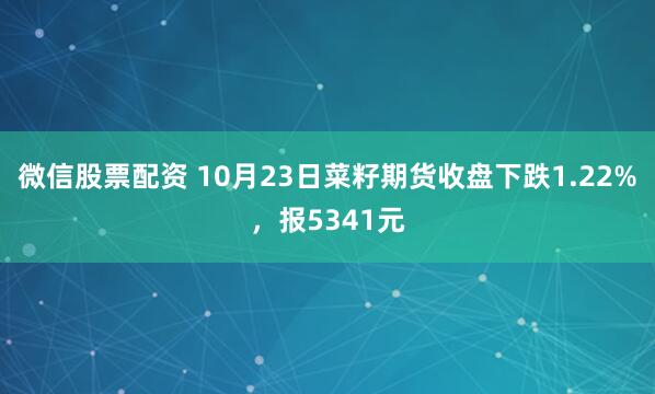 微信股票配资 10月23日菜籽期货收盘下跌1.22%，报5341元